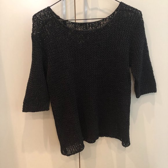 Vintage DKNY black lacy knit short sleeved top - Picture 7 of 10